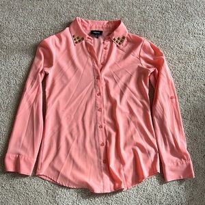 Studded/collared button down blouse